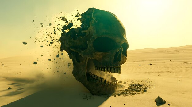 Photo a skull is seen in the desert