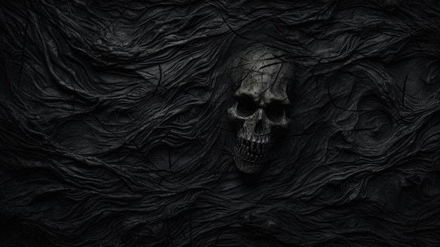 Photo a skull is shown in a dark background with a black background