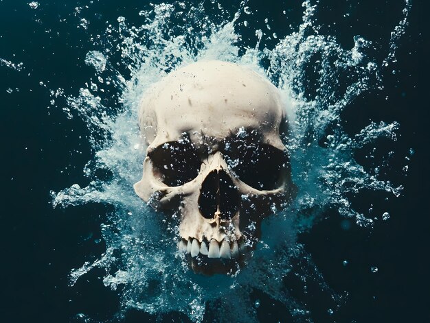 Photo a skull is submerged in water with the words quot skull quot on it