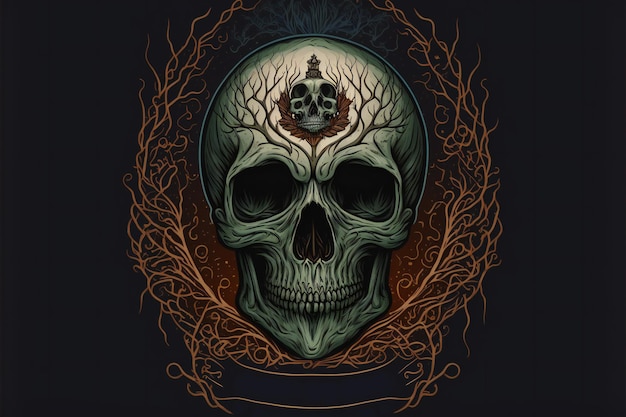 Skull line art design logo illustration creative digital illustration painting