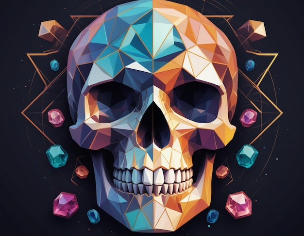 Photo skull logo design decorated with elegant gems