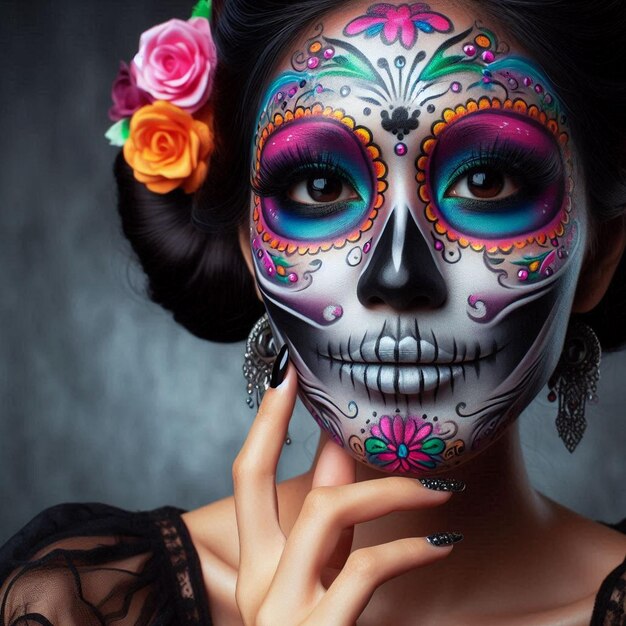 Photo skull makeup and day of the dead makeup