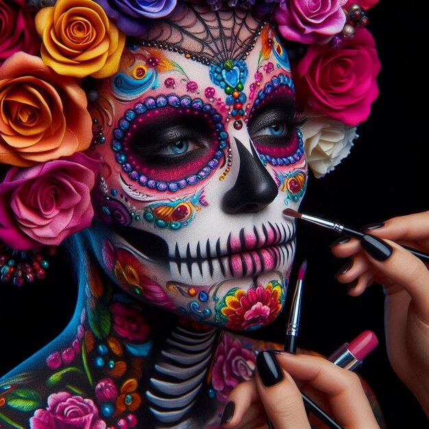 Photo skull makeup and day of the dead makeup