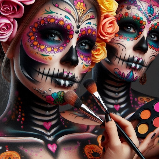 Photo skull makeup and day of the dead makeup