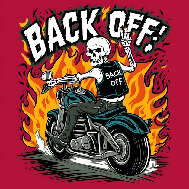 Skull man with fire bike tshirt design illustration