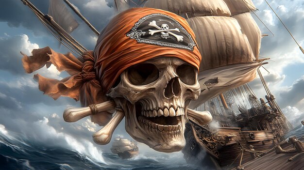 a skull and a pirate hat with a pirate hat on it