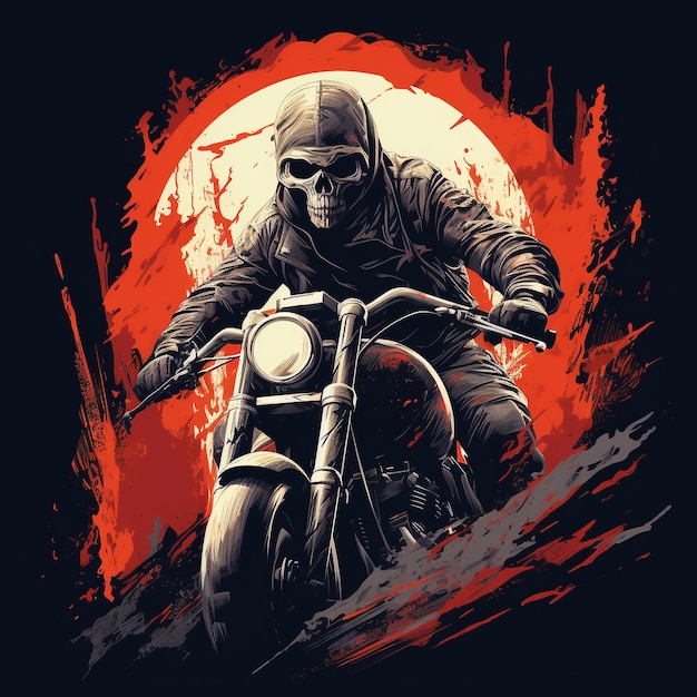 Skull rider illustration on abstract background