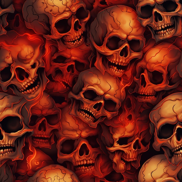 Skull seamless pattern art generative ai