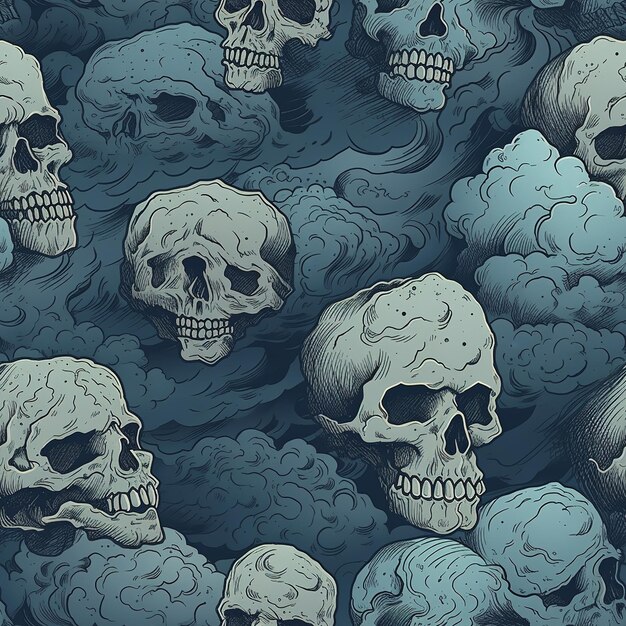 Skull seamless pattern art generative ai