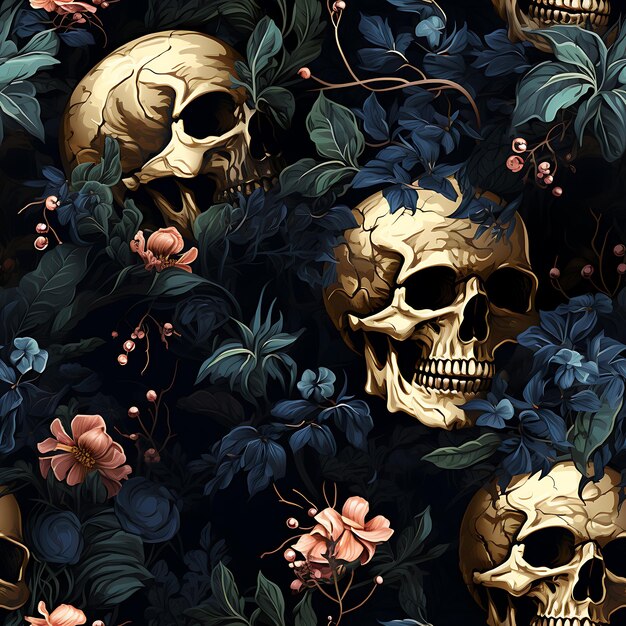 Skull seamless pattern for print and textile