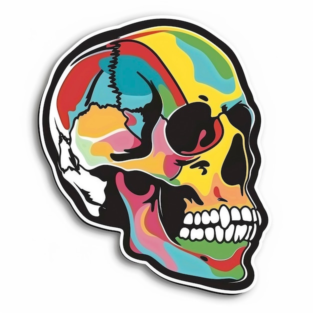 Photo skull simple and flat colors