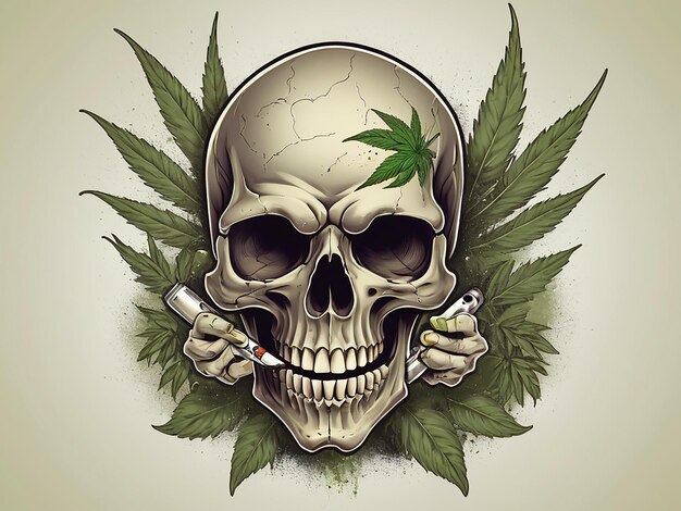 skull smoking weed design and 2 pistols