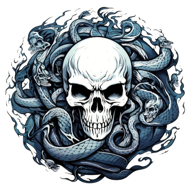 Skull on snake background