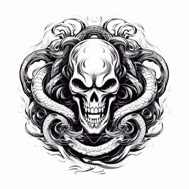 Skull on snake background