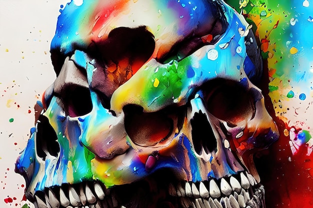 Skull in the wall grunge abstract illustration