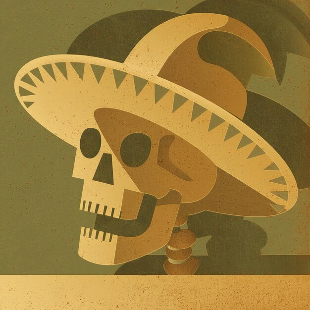 Skull Wearing Sombrero