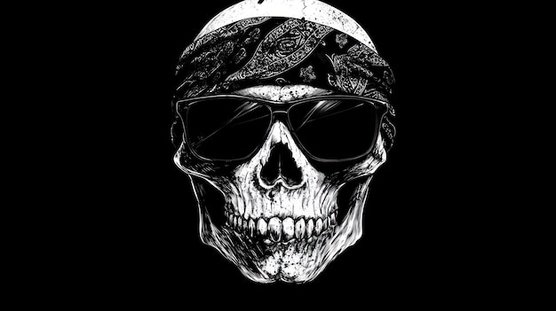 Skull Wearing Sunglasses and Bandana