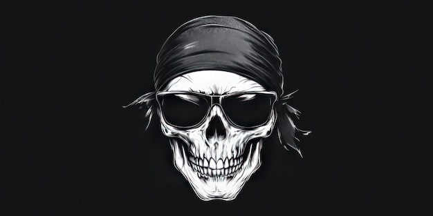 Skull Wearing Sunglasses and a Bandana