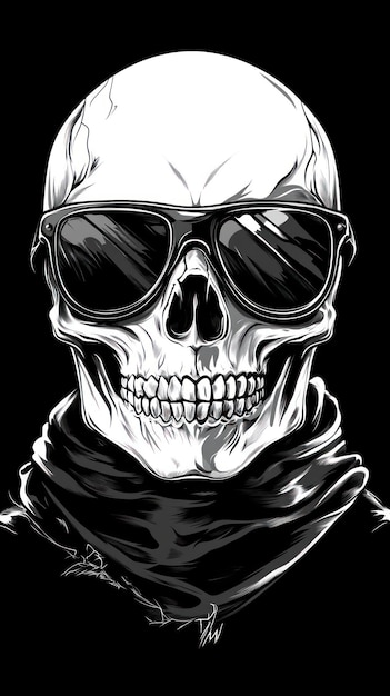 Skull Wearing Sunglasses and Bandana