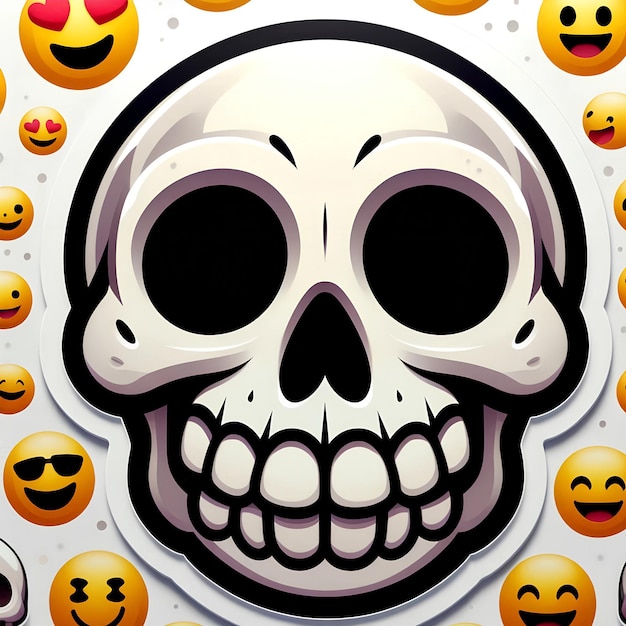 Photo skull winking face emoji design image and sticker tattoo