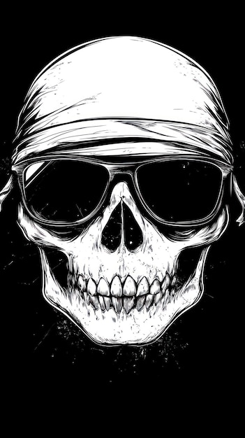 Skull with Bandana and Sunglasses