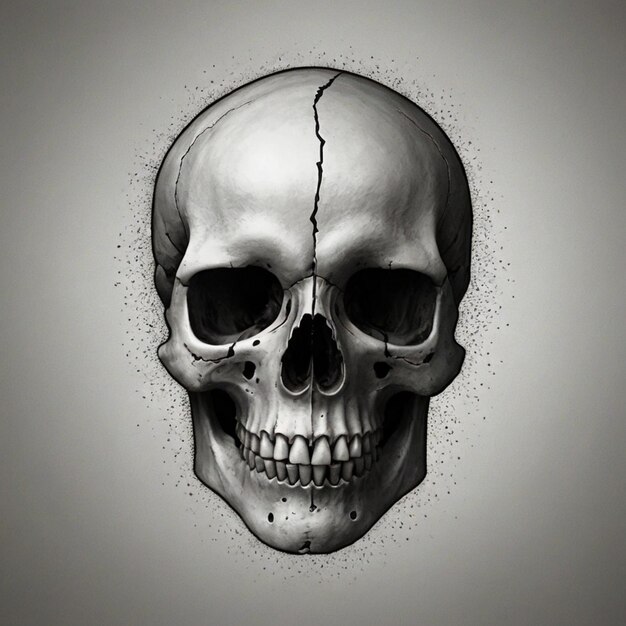 a skull with a blood drop on it and a black and white image of a skull