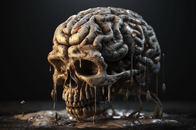 A skull with the brain on it