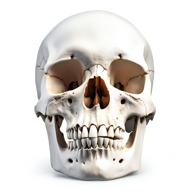 a skull with a brown nose and a brown spot on the front.