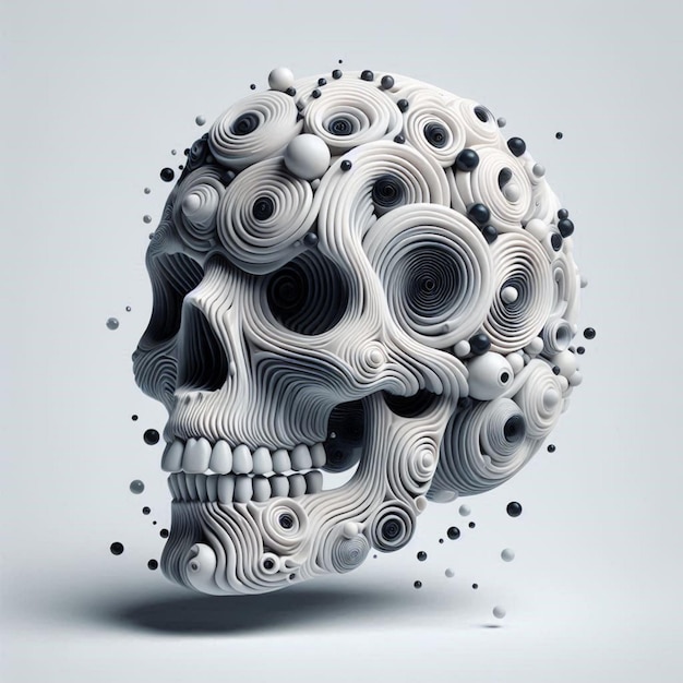 a skull with circles and dots and circles around it