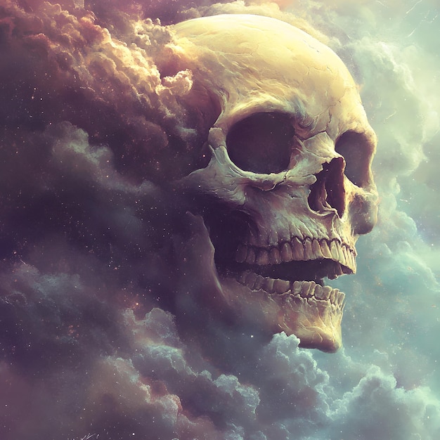 Photo a skull with a cloud background that says quot skull quot