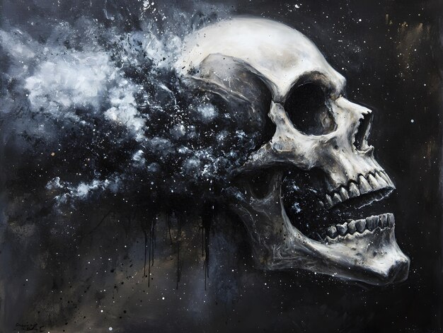 Photo a skull with a cloud of smoke behind it