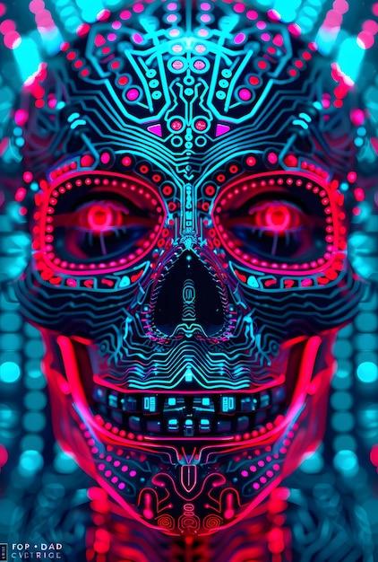 a skull with a colorful background and a colorful pattern of dots