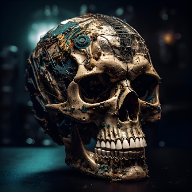 Skull with colorful patterns isolated on black background