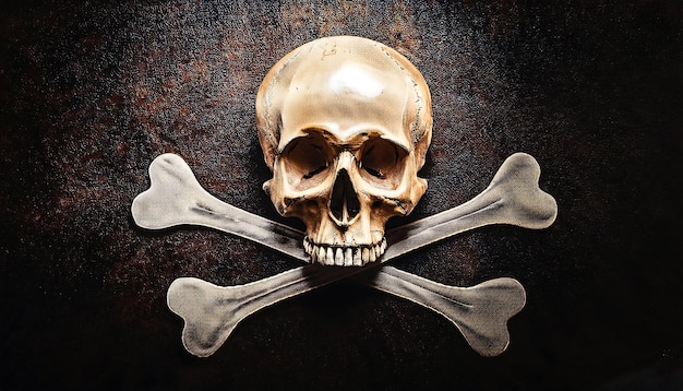 skull with crossbones 3d realistic black background