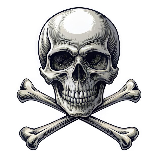 Photo skull with crossing bones vector illustration on white background generative ai