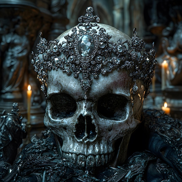 a skull with a crown and a skull on it