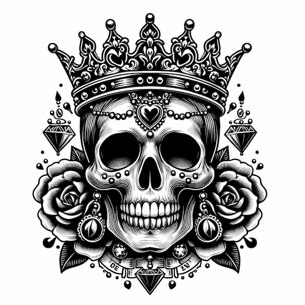 a skull with a crown and a skull on it