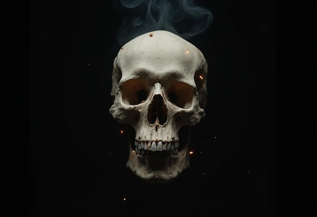 Photo a skull with a dark background