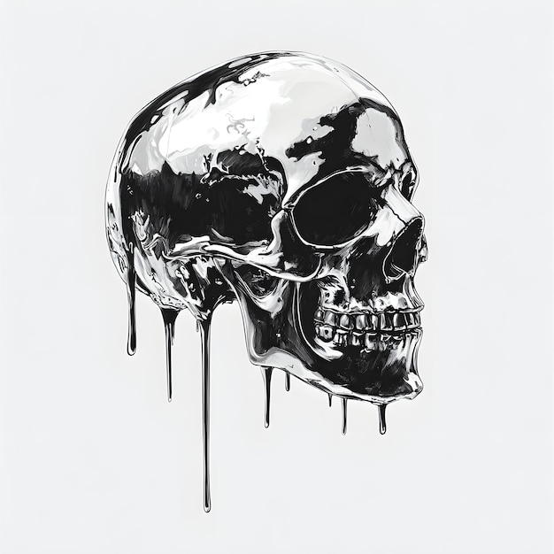 Photo skull with dripping paint on a white background 3d illustration