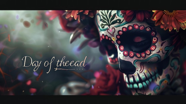 skull with Floral Makeup Death day Halloween AI generated image