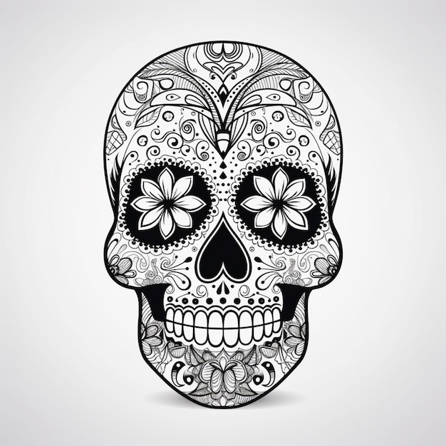 A skull with a floral pattern on it