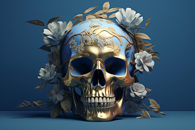 A skull with a floral pattern