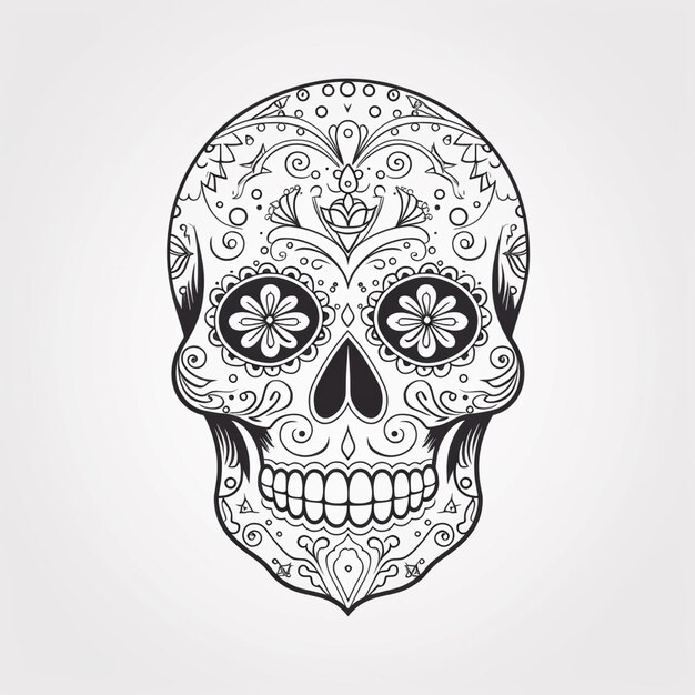 A skull with floral pattern.