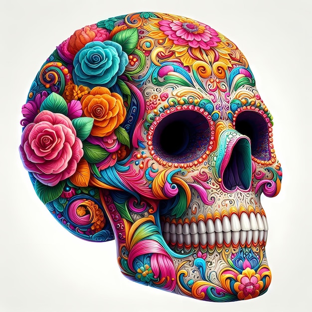 Photo a skull with flowers and a skull that says quot flowers quot