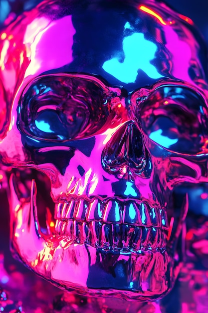 a skull with glasses and a purple background