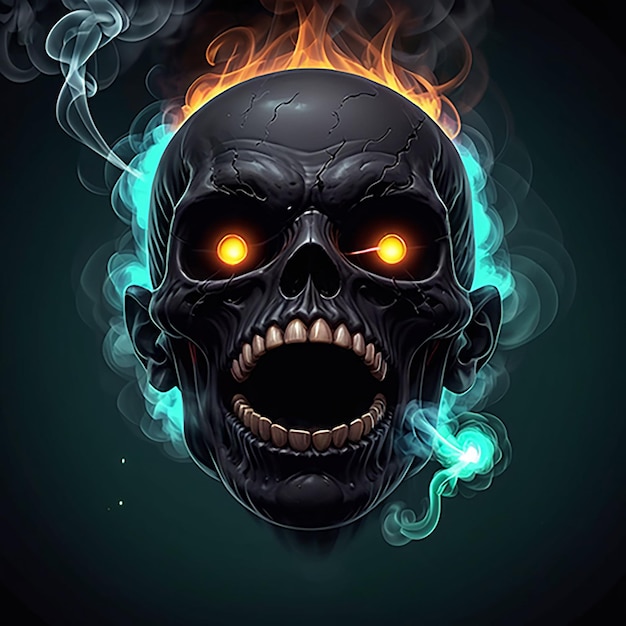 a skull with glowing eyes and glowing eyes is shown in this image