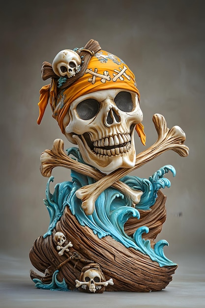 Photo a skull with a hat on it that says  pirate  on it