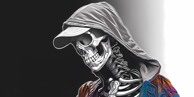 Photo a skull with a hat and a shirt that says  death