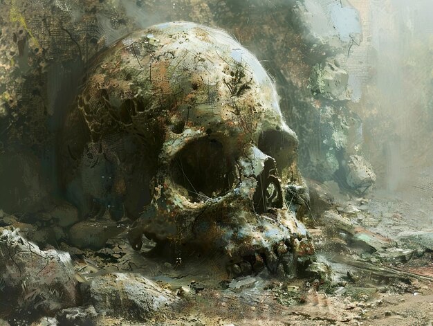 a skull with a number of letters on it