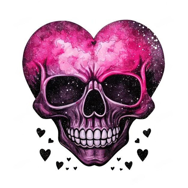 Photo a skull with a pink heart on its face